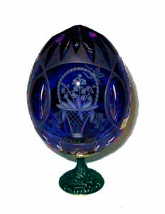 Buy Bouquet w/ LENSE  BLUE Faberge Style Egg Medium w/ Stand  at GoldenCockerel.com