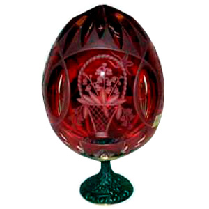 Buy Bouquet w/ LENS RED Crystal Egg w/ Stand  at GoldenCockerel.com