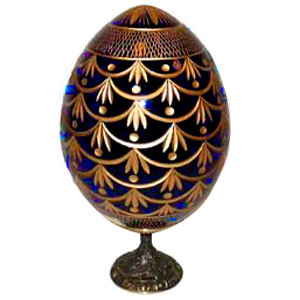 Buy FORGET-ME-NOT BLUE Faberge Style Egg Medium w/ Stand  at GoldenCockerel.com