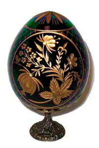 Buy Garden Flower  GREEN Faberge Style Egg Medium  at GoldenCockerel.com