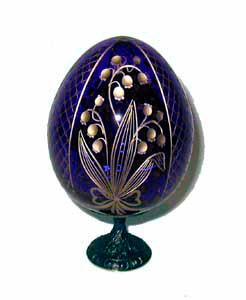 Buy Lily of the Valley BLUE Faberge Style Egg Medium w/ Stand  at GoldenCockerel.com