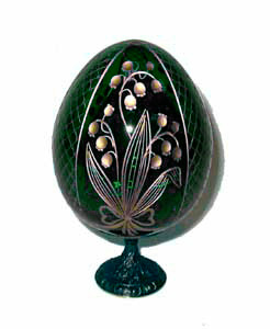 Buy Lily of the Valley GREEN Faberge Style Egg Medium w/ Stand  at GoldenCockerel.com