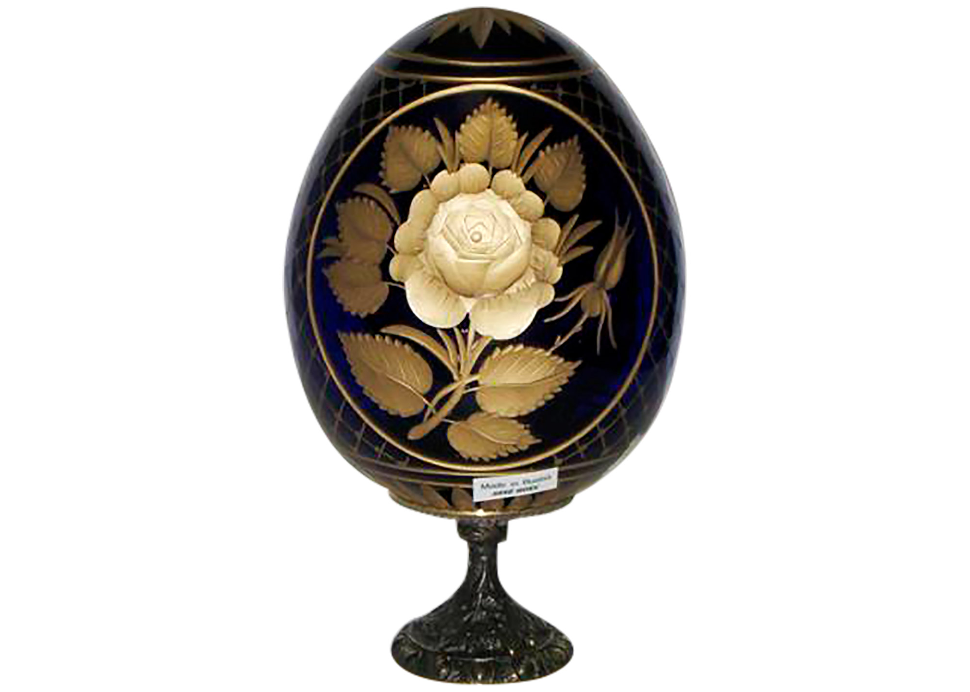 Buy Fruits & Roses BLUE Crystal Glass Egg at GoldenCockerel.com