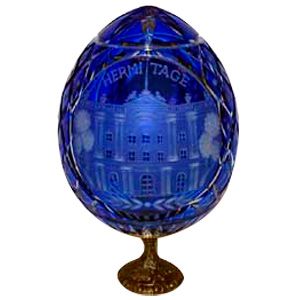 Buy HERMITAGE Blue GRAND DUCHESS Collection Crystal Egg w/ Stand at GoldenCockerel.com