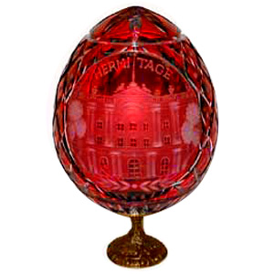 Buy HERMITAGE RED GRAND DUCHESS Collection Crystal Egg w/ Stand at GoldenCockerel.com