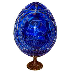 Buy Хрустальное яйцо "Карл Фаберже" синее at GoldenCockerel.com