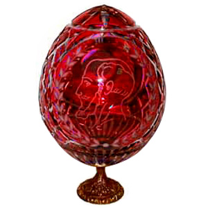 Buy Karl Faberge RED GRAND DUCHESS Crystal Egg w/ Stand at GoldenCockerel.com