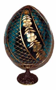 Buy Swirl w/ Flowers Green Faberge Style Egg at GoldenCockerel.com