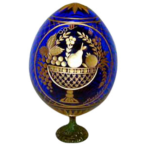 Buy Romanov FRUIT BASKET w/ Stand BLUE Egg  at GoldenCockerel.com