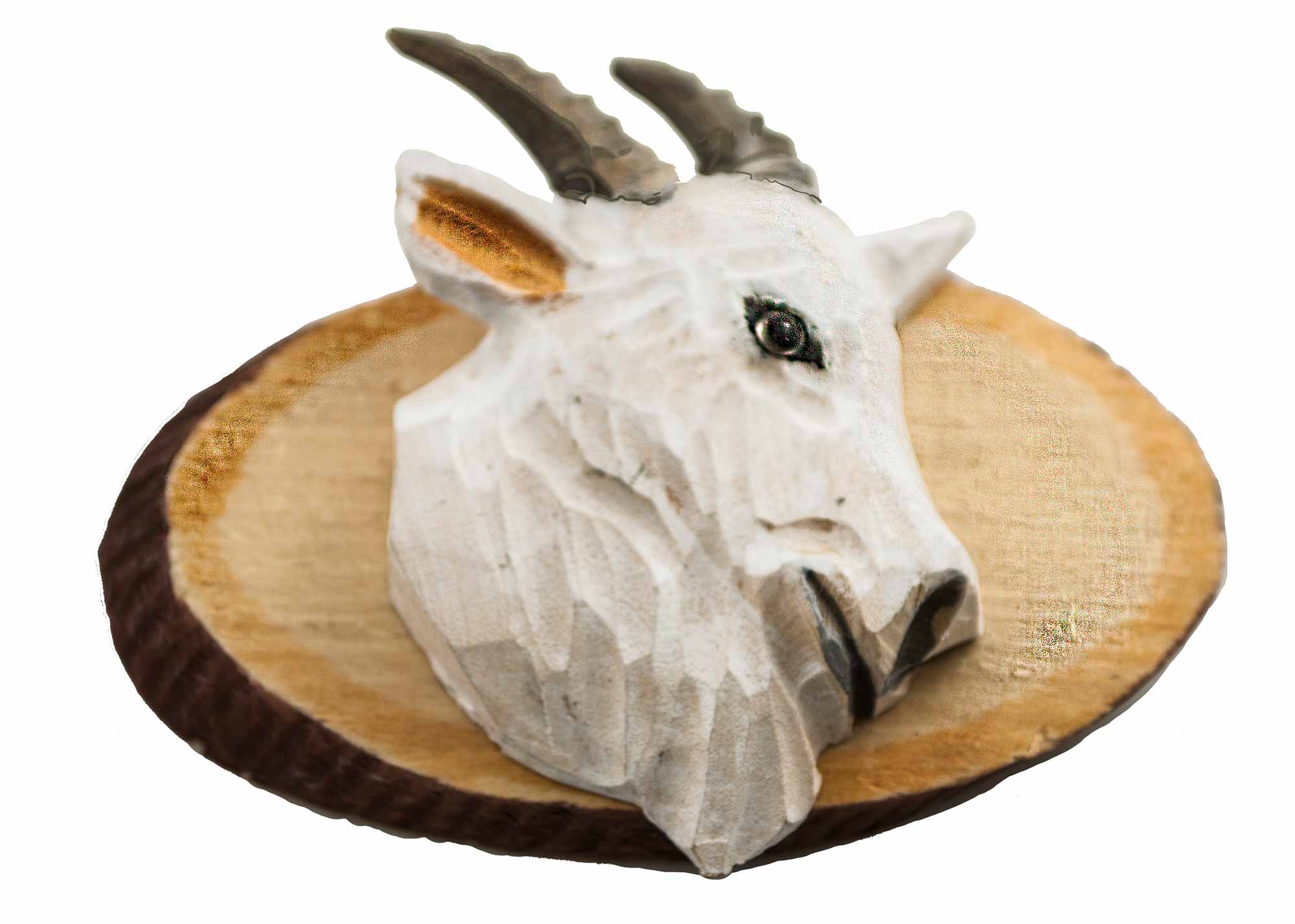Buy Mountain Goat Hand Carved Wildlife Magnet at GoldenCockerel.com