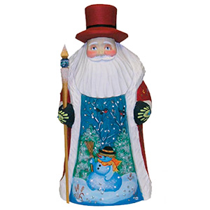 Buy Santa w/ Snowman Wood Carvng 7.5" at GoldenCockerel.com