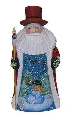 Buy Santa w/ Snowman Wood Carvng 7.5" at GoldenCockerel.com