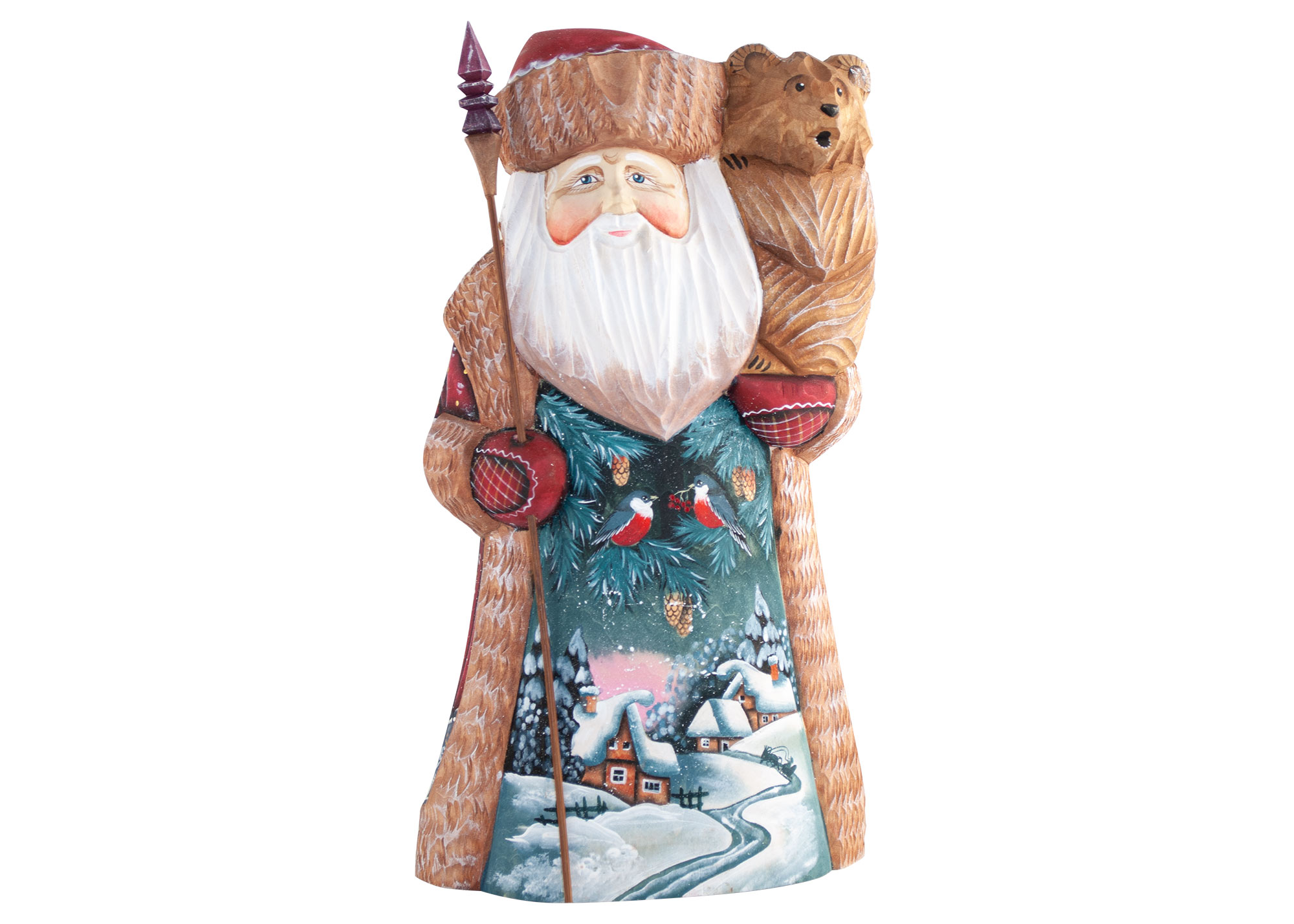 Buy Father Frost Christmas Village holding Bear Cub at GoldenCockerel.com