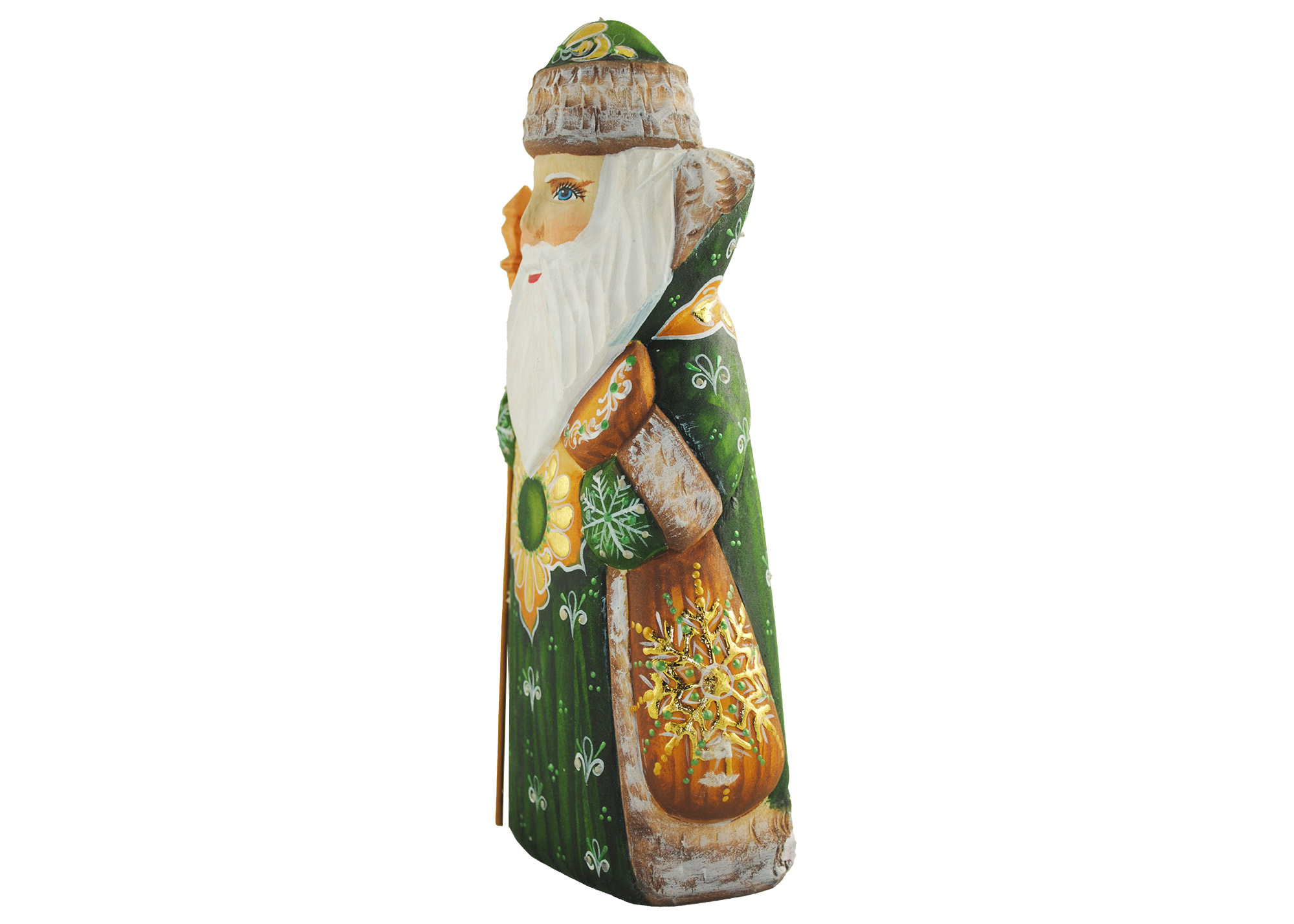 Buy Santa in Green Coat Wood Carving at GoldenCockerel.com