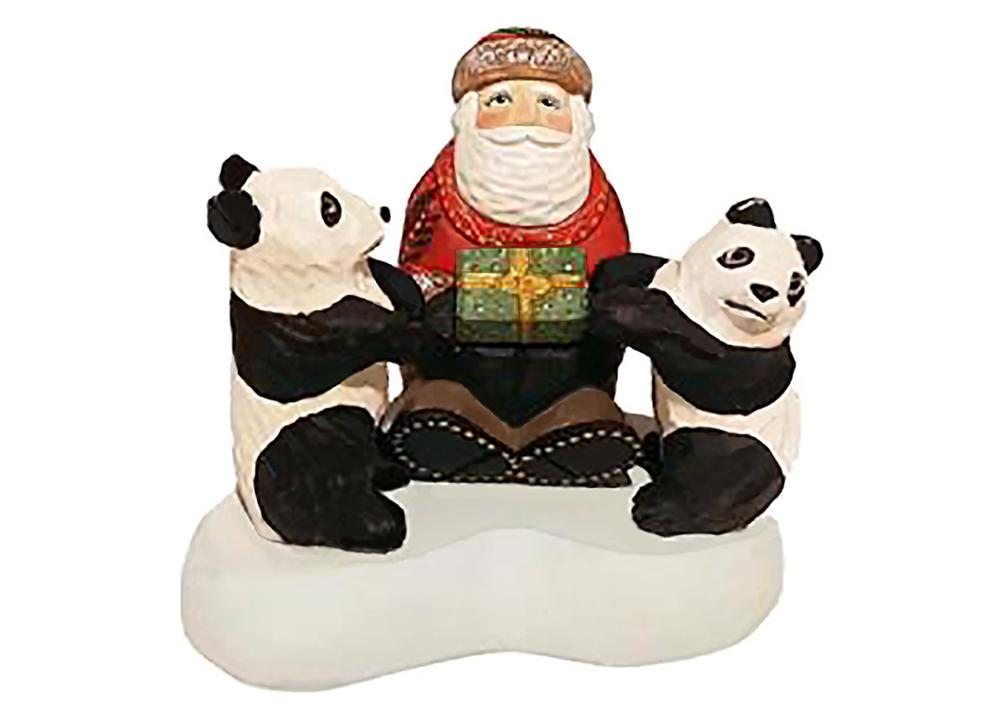 Buy Santa Sitting with Panda Bears 5" x 5" at GoldenCockerel.com