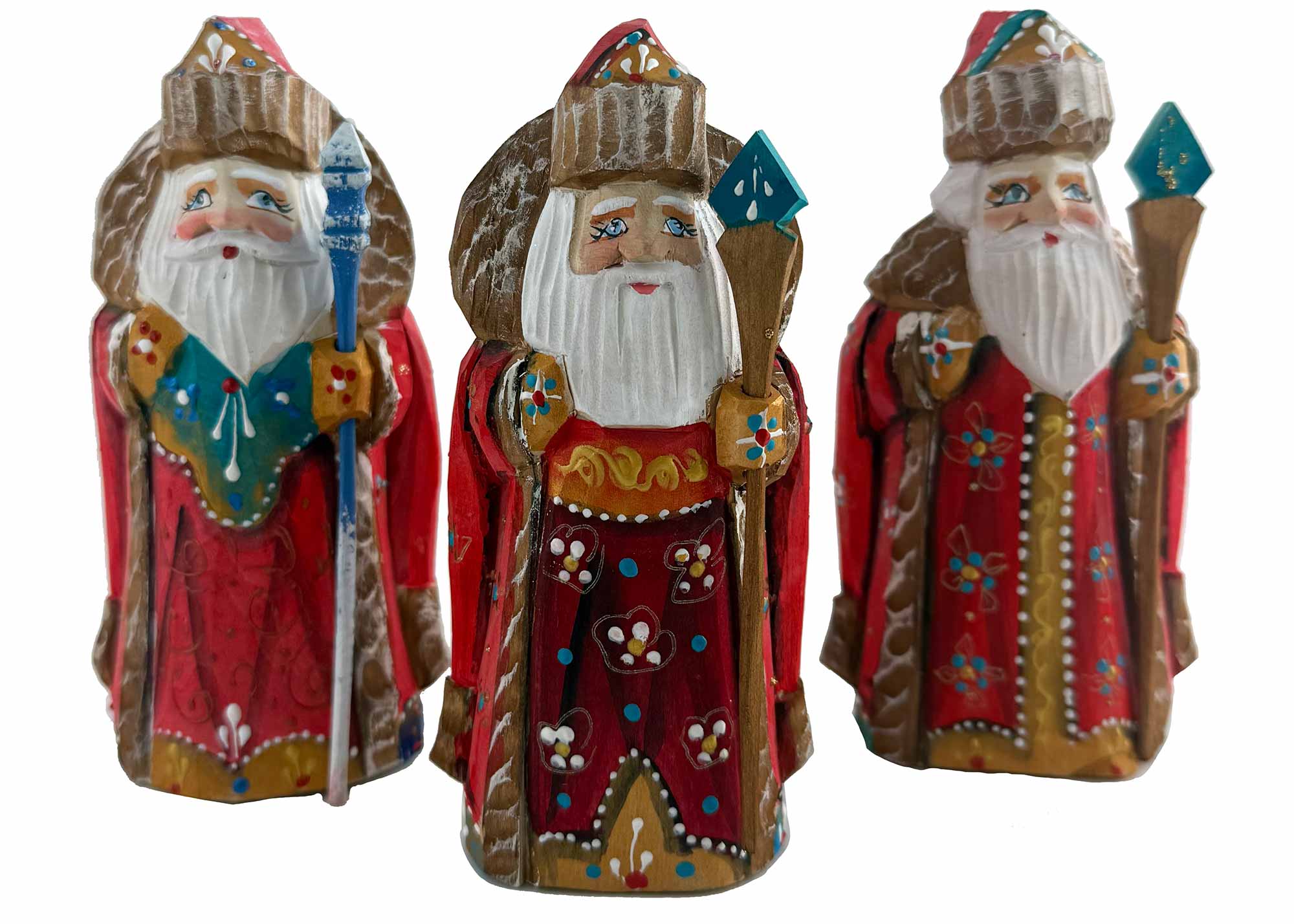 Buy Father Frost with Staff and Robes 5" Hand-Carved Figurine at GoldenCockerel.com