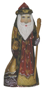 Buy Santa Claus in Beautiful Coat Wood Carving 5.5" at GoldenCockerel.com