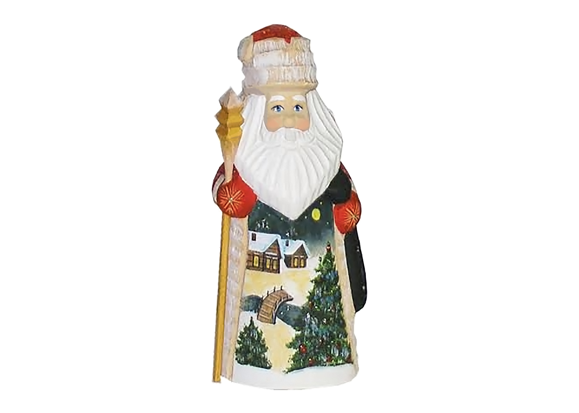 Buy Winter Landscape Carved Wooden Santa 5.5" at GoldenCockerel.com