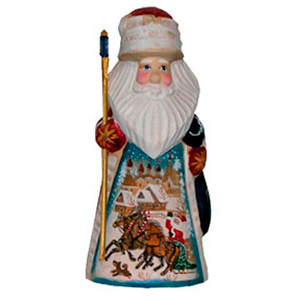 Buy Santa w/ Winter Troika Wood Carving 5.5" at GoldenCockerel.com