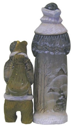 Buy Santa w/ Bears Wood Carving 5"x9.5" at GoldenCockerel.com