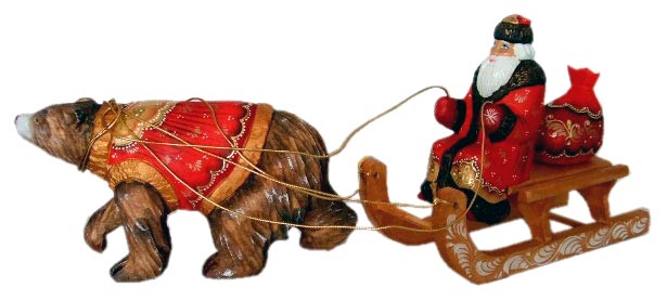 Buy Siberian Father Frost w/ Brown Bear Carving 19"x7" at GoldenCockerel.com