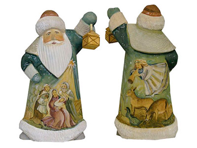 Buy Nativity Santa Wood Carving 9" at GoldenCockerel.com