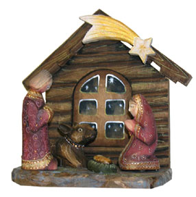 Buy Carved Wooden Nativity Set 7" at GoldenCockerel.com