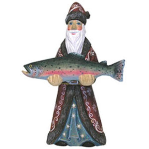 Buy "Nice Catch, Santa!" Wood Carving 8" at GoldenCockerel.com