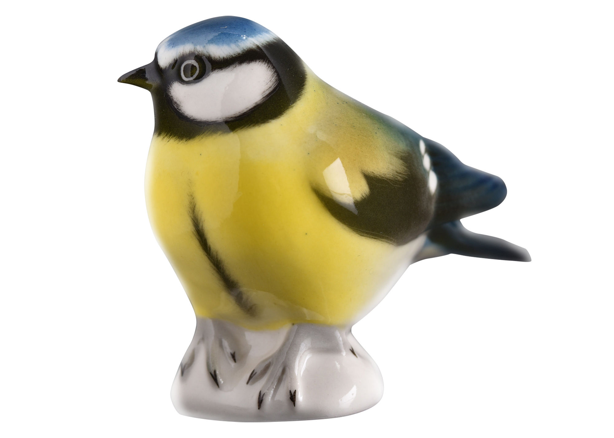 Russian Azure Tit Porcelain Bird Figurine 3x3.5