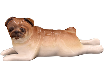 Buy Lying Pug Porcelain Figurine 3.7"x1.6" at GoldenCockerel.com