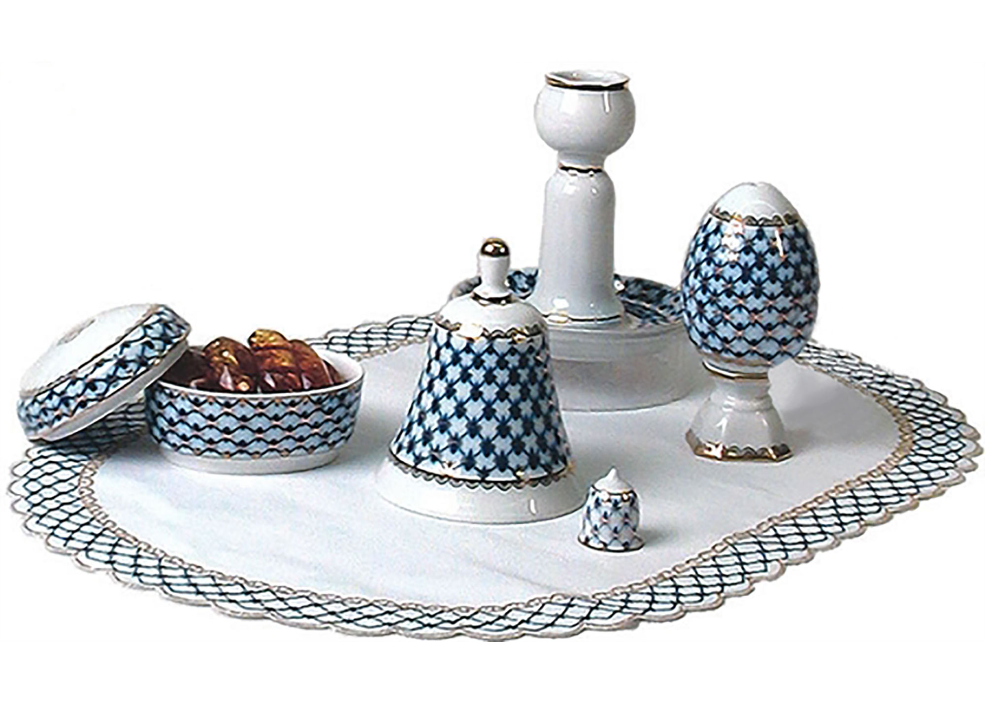 Buy Cobalt Net Oval Placemat Centerpiece 13" x 16" at GoldenCockerel.com