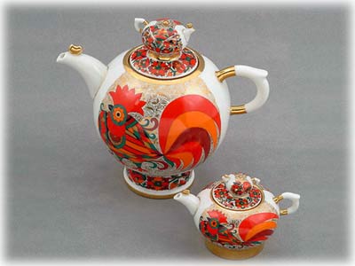Buy Red Rooster Double Teapot set; lge 6-cup; sm 1-cup at GoldenCockerel.com