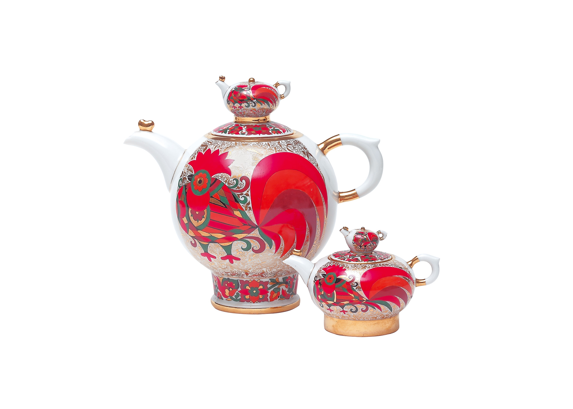 Buy Red Rooster Double Teapot set; lge 6-cup; sm 1-cup at GoldenCockerel.com