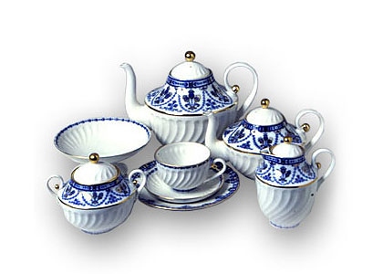 Buy Cobalt Frieze Tea Set 22 pc. at GoldenCockerel.com