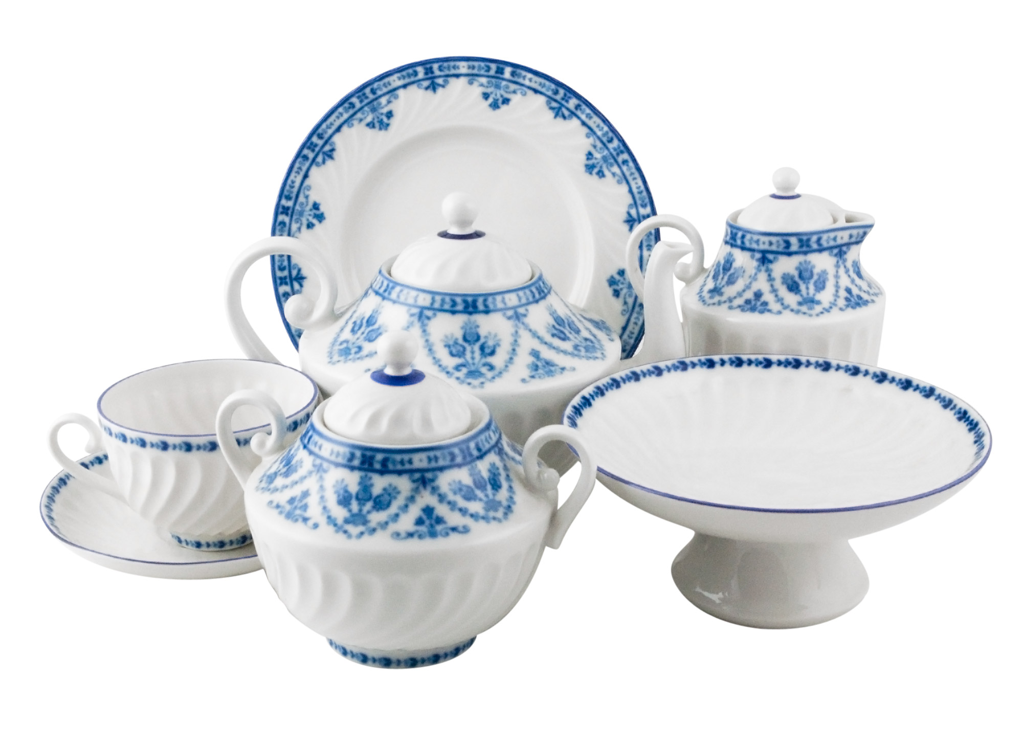 Buy Cobalt Frieze Tea & Coffee Set remnants at GoldenCockerel.com