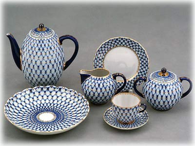 Buy Cobalt Net 22pc. Coffee Set for 6 at GoldenCockerel.com