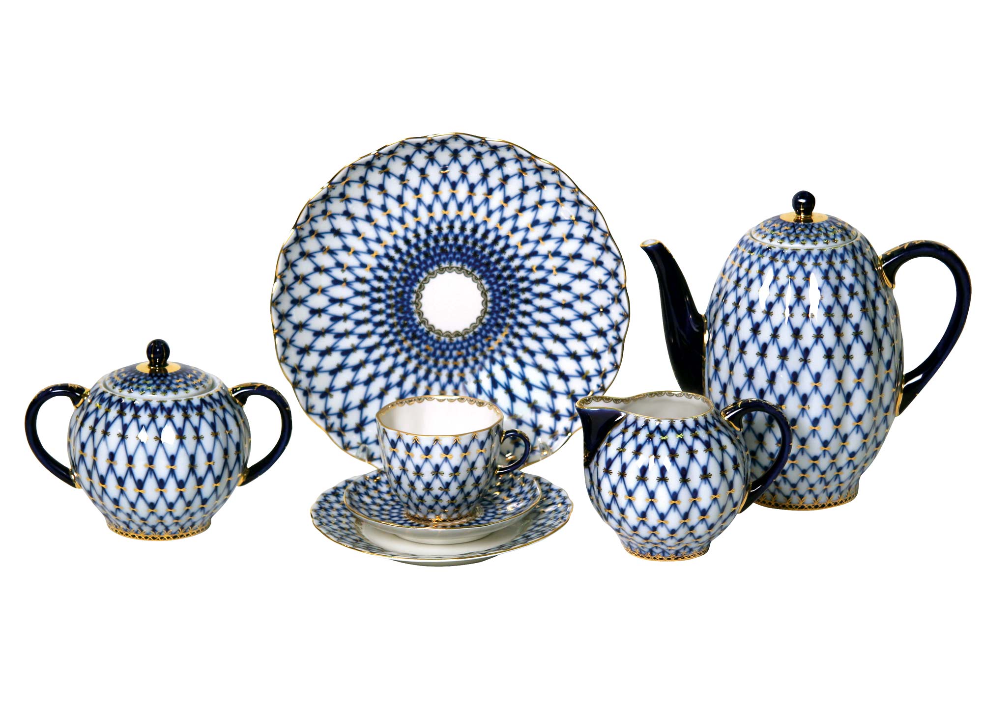 Buy Cobalt Net 22pc. Coffee Set for 6 at GoldenCockerel.com