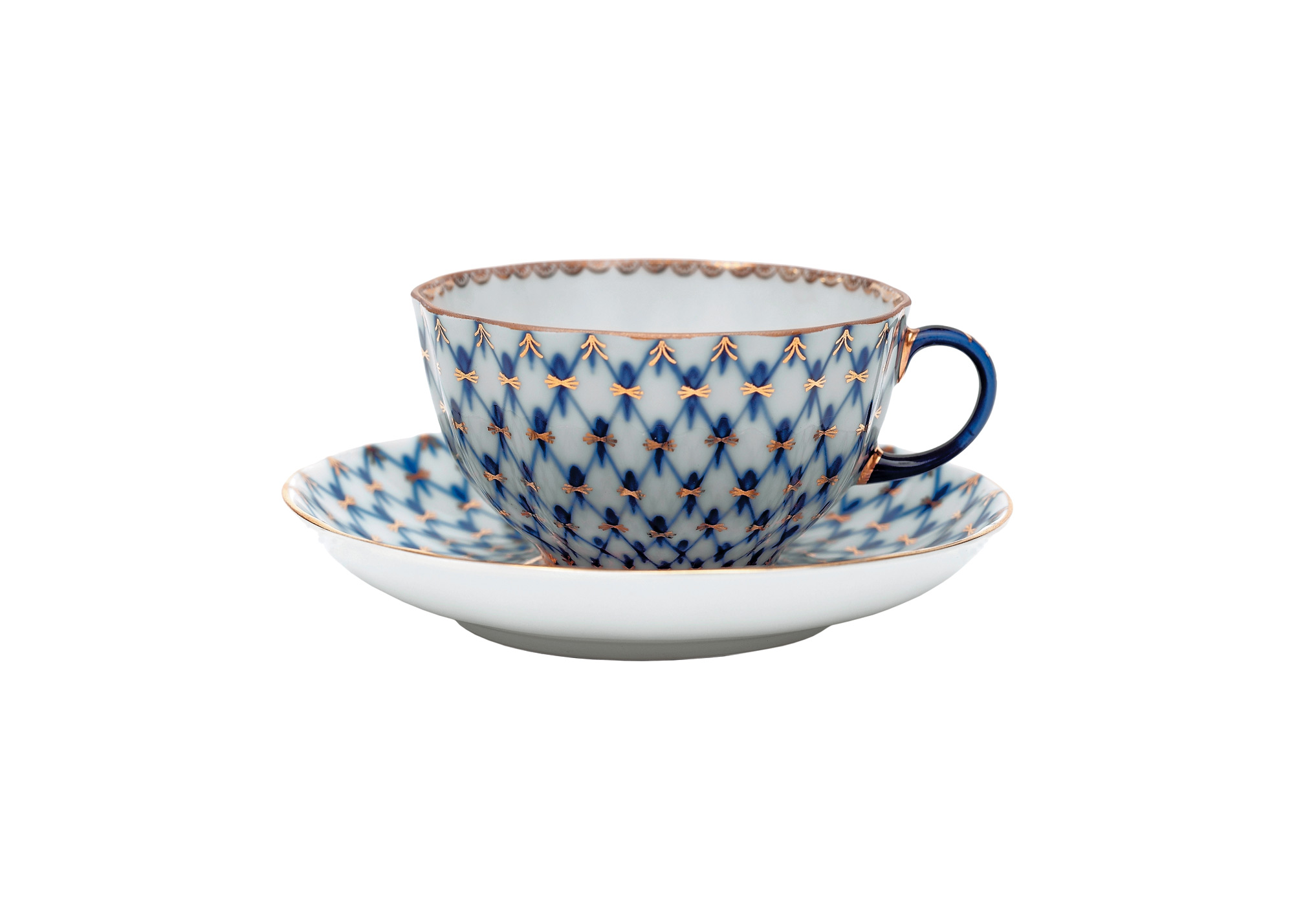 Buy Cobalt Net Porcelain Cup & Saucer at GoldenCockerel.com