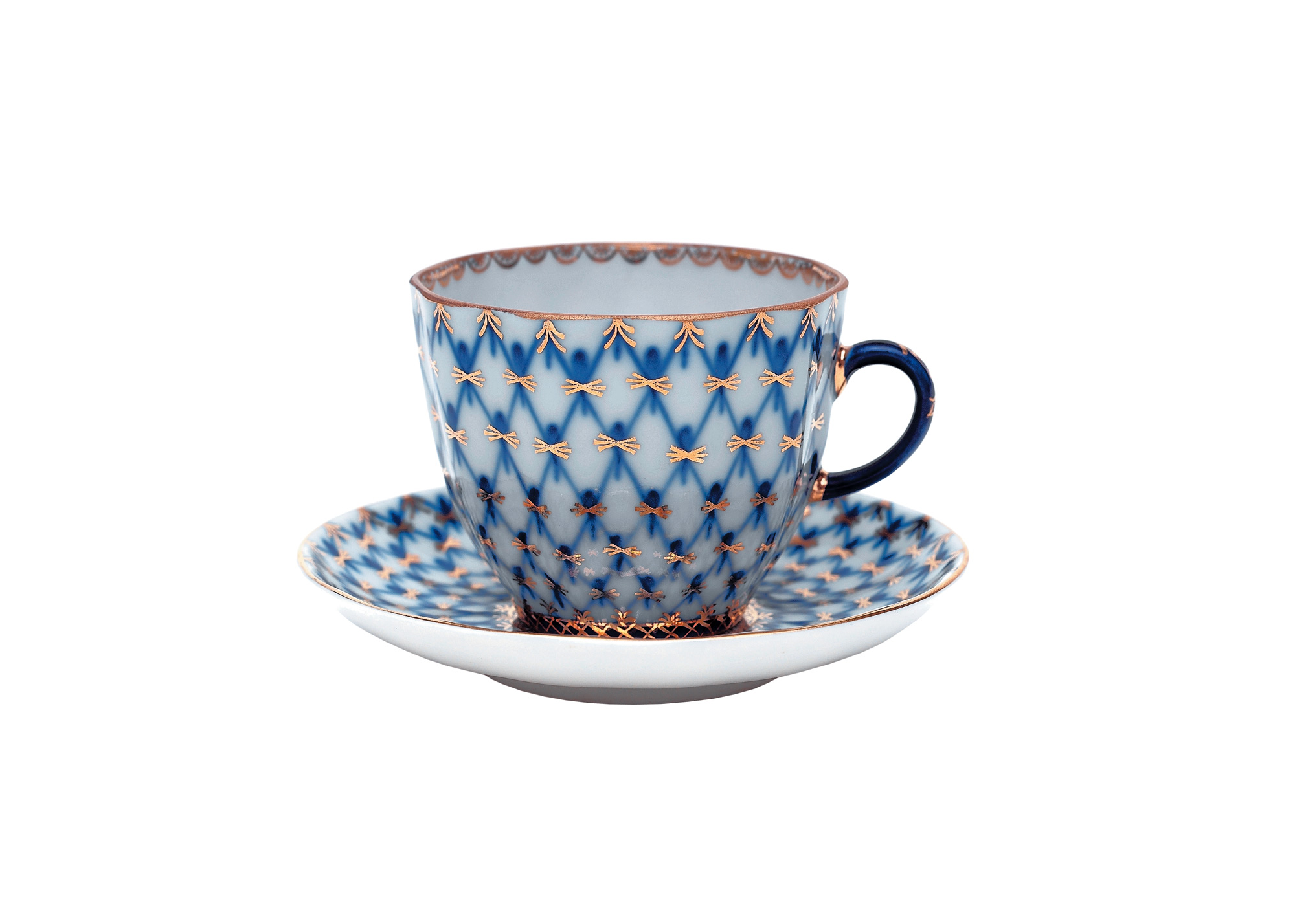 Buy Cobalt Net Coffee Cup and Saucer at GoldenCockerel.com