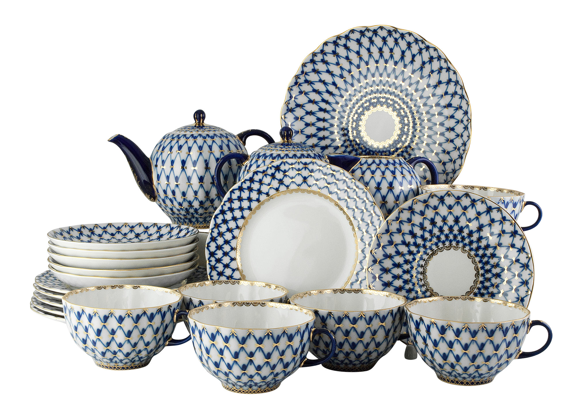 Buy Cobalt Net 21pc. Tea Set for 6 at GoldenCockerel.com