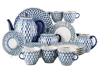 Buy Cobalt Net 24pc.Coffee Set for 6 at GoldenCockerel.com