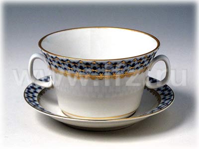 Buy Cobalt Net Soup Cup w saucer at GoldenCockerel.com