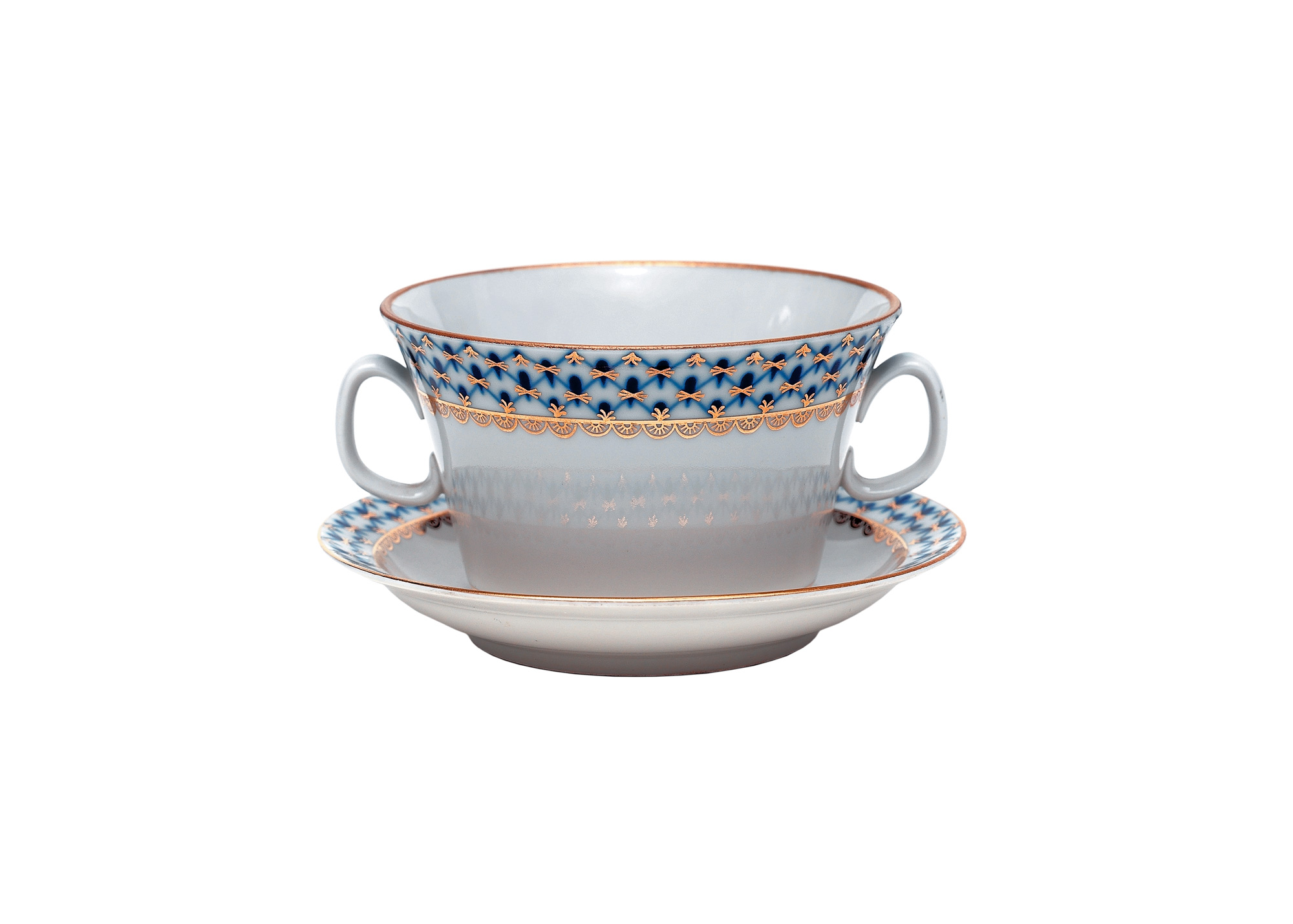 Buy Cobalt Net Soup Cup w saucer at GoldenCockerel.com