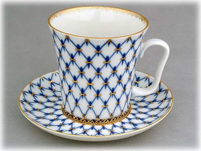 Buy Cobalt Net Mug and Saucer at GoldenCockerel.com