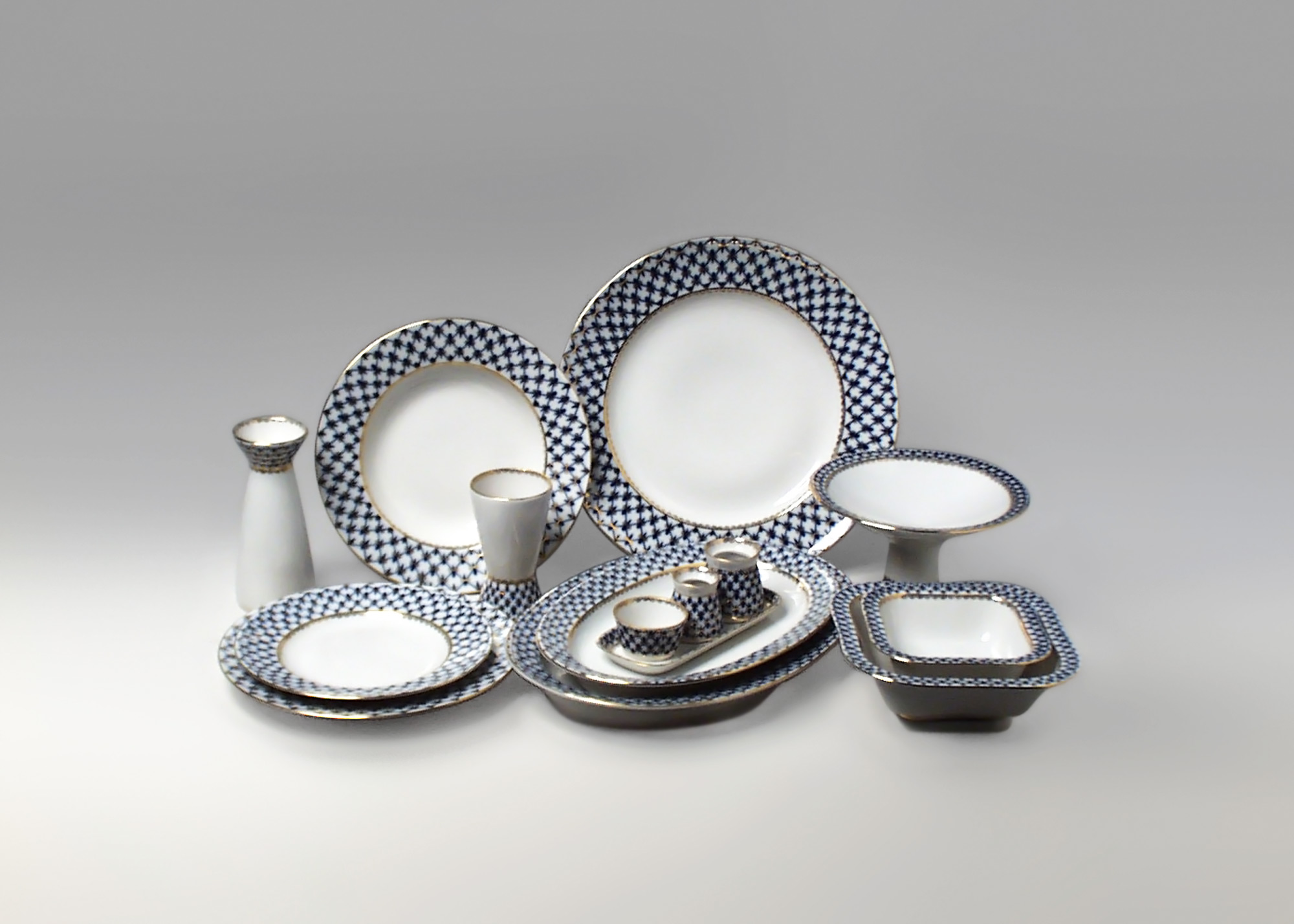 Buy Cobalt Net Dinner Set for 6, 33 pcs at GoldenCockerel.com