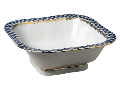 Buy Cobalt Net Porcelain Square Bowl 7" at GoldenCockerel.com