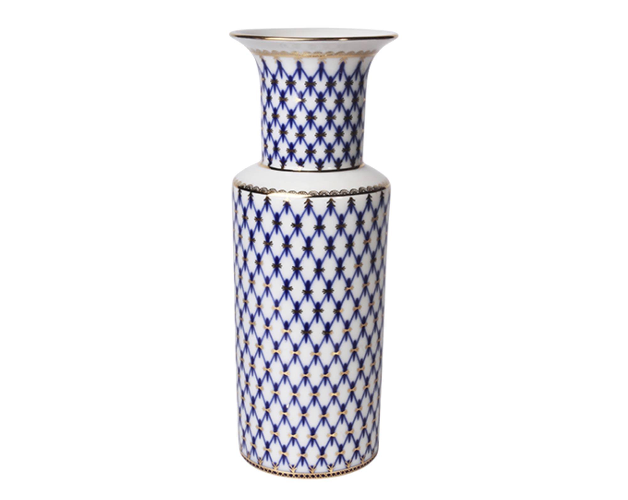 Buy Cobalt Net Vase Large, Cylindrical at GoldenCockerel.com