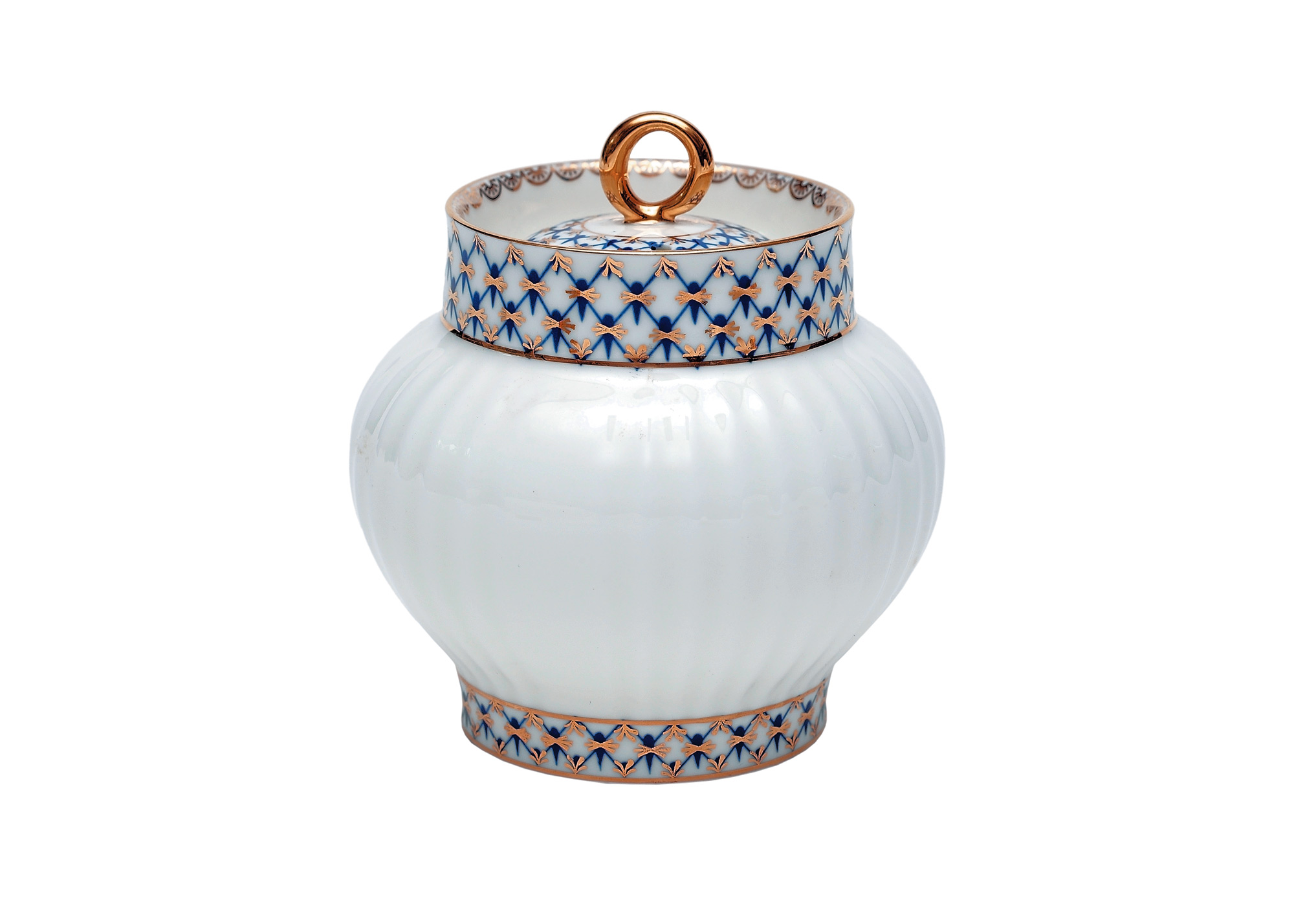 Buy Cobalt Net Bone China Sugar w lid at GoldenCockerel.com