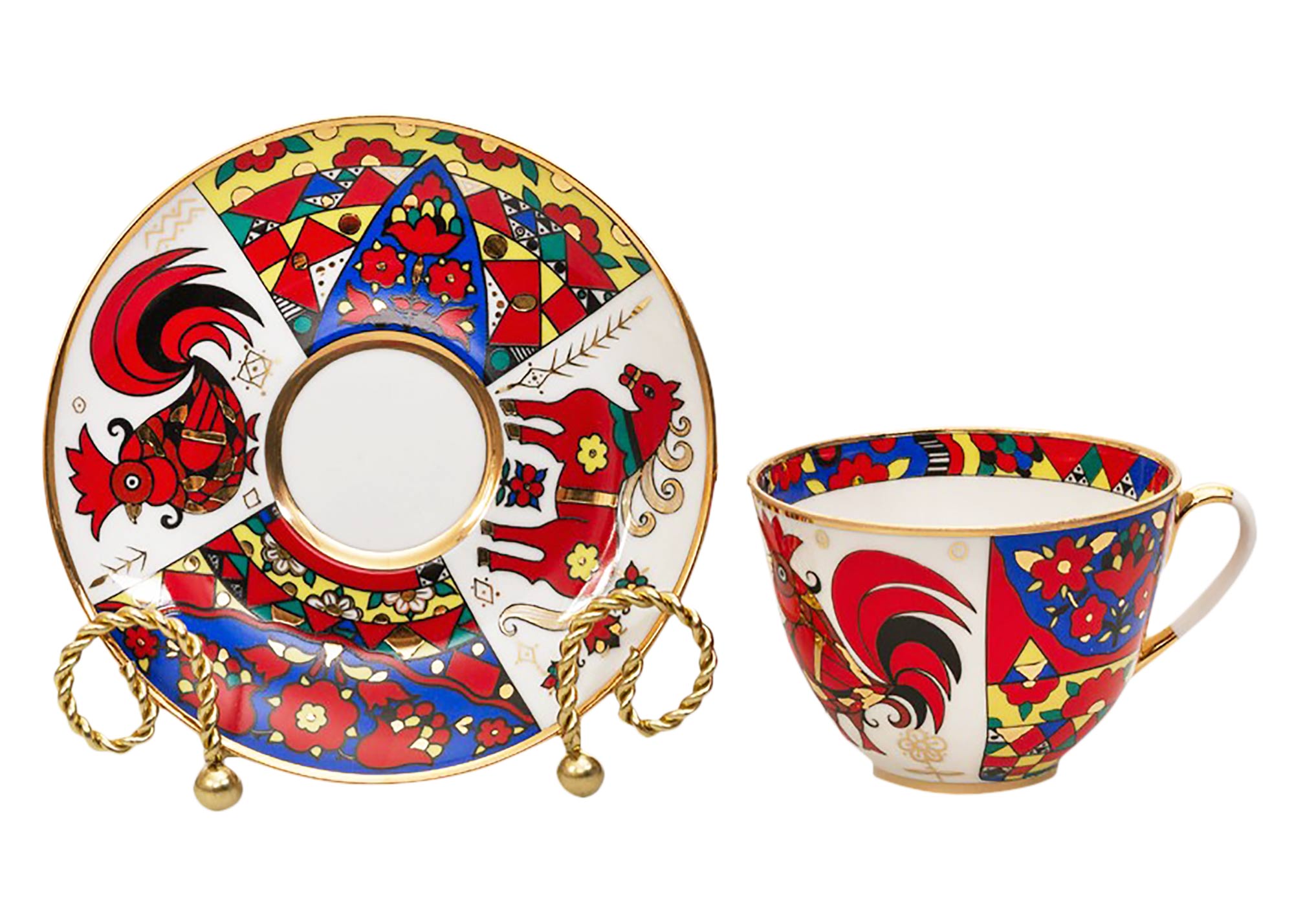 Buy Folk Motifs Tea Cup and Saucer at GoldenCockerel.com