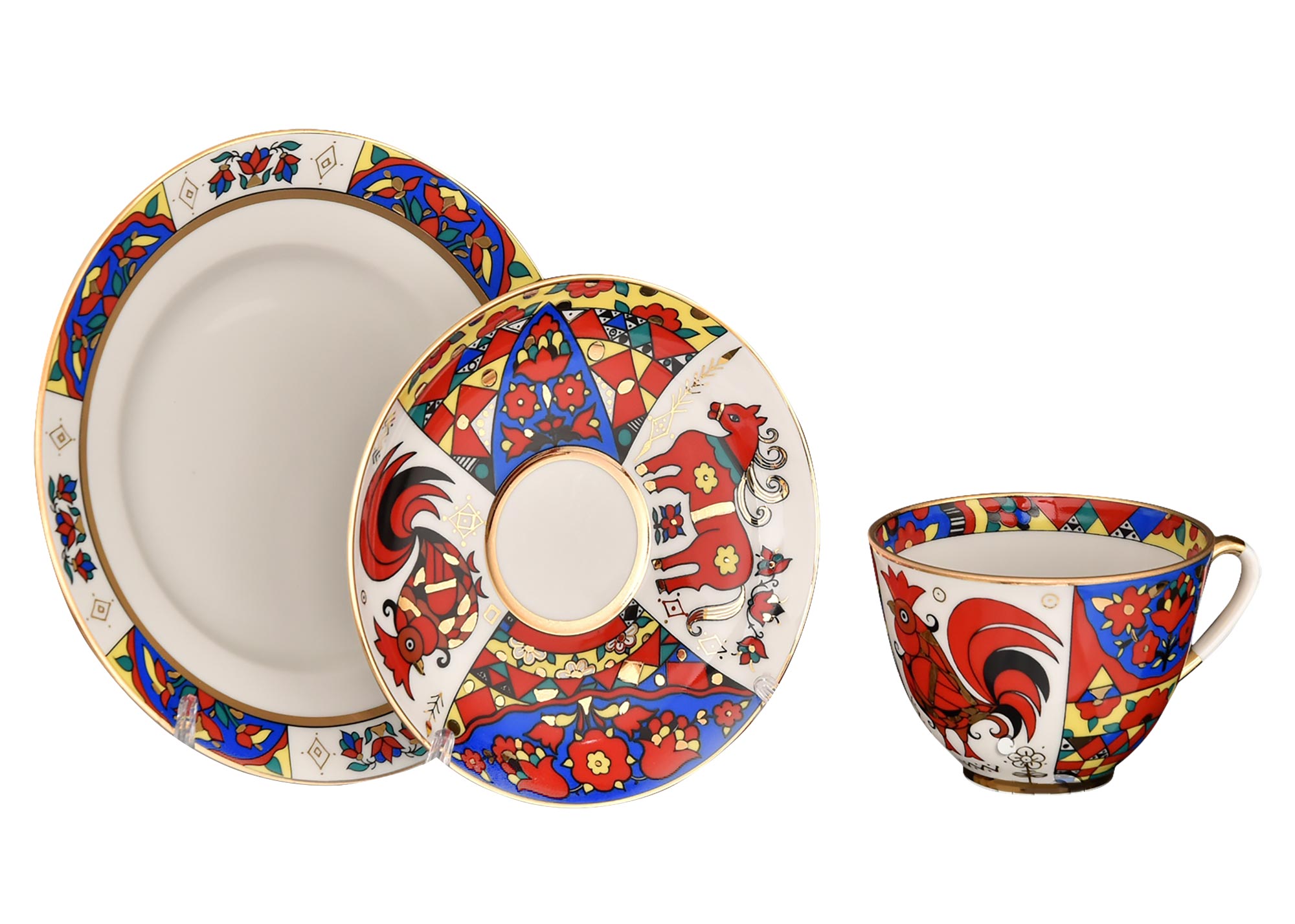 Buy Folk Motifs 20pc. Tea Set for 6 at GoldenCockerel.com